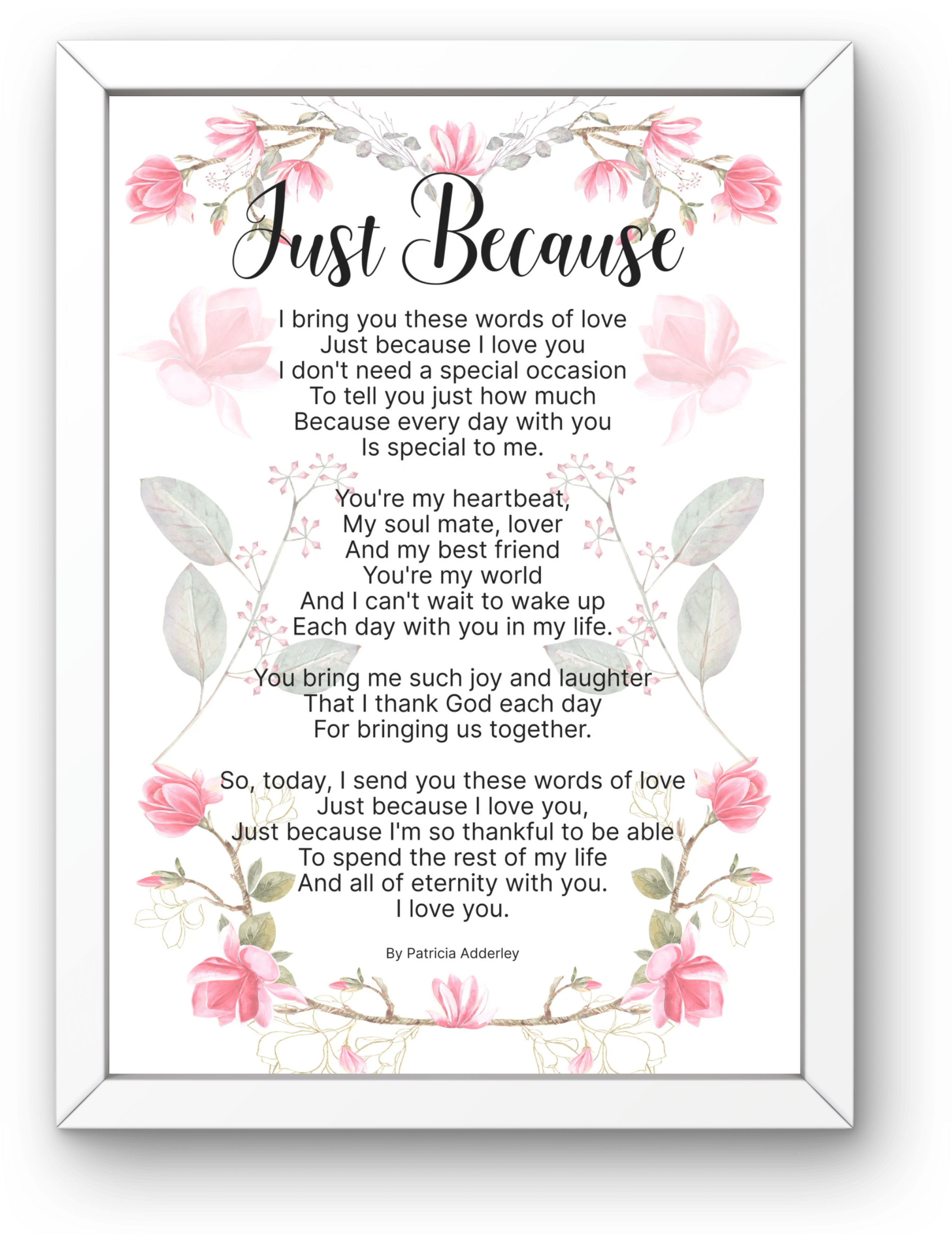 Just Because Romantic Love Poem For Spouse