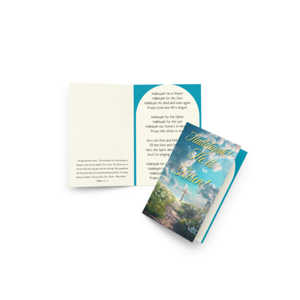 Hallelujah Downloadable He Is Risen Easter Card with Easter Cross Images With Envelope
